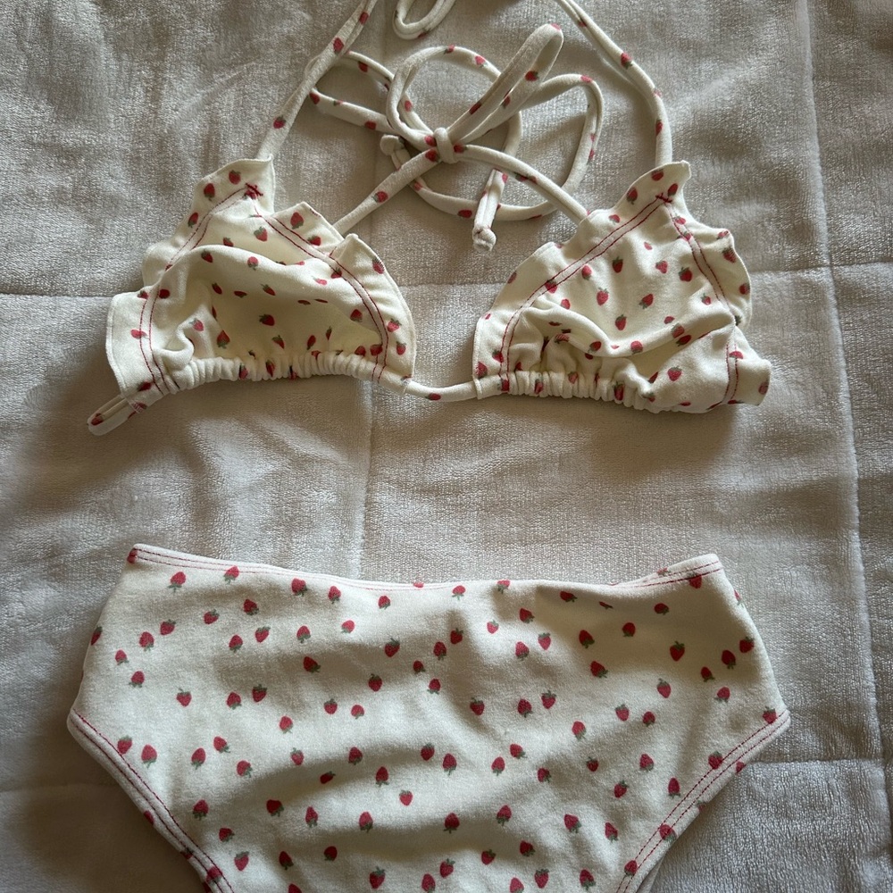 Frankie's Bikinis Cream and Red Polka Dot Bikini